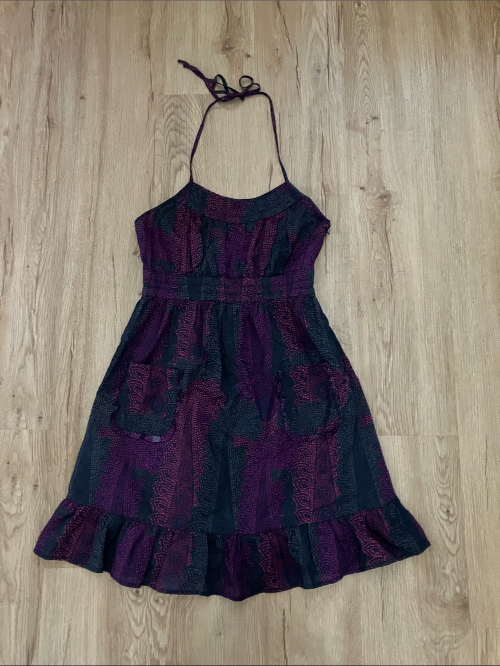 Y2k Halter Fairycore Mini Dress in Purple & Blue Navy